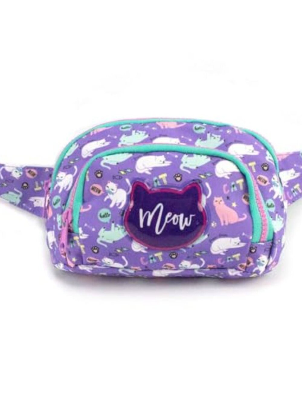 Kids Adjustable Waist Pack with Cute Cat Design, Polyester, Two Pockets